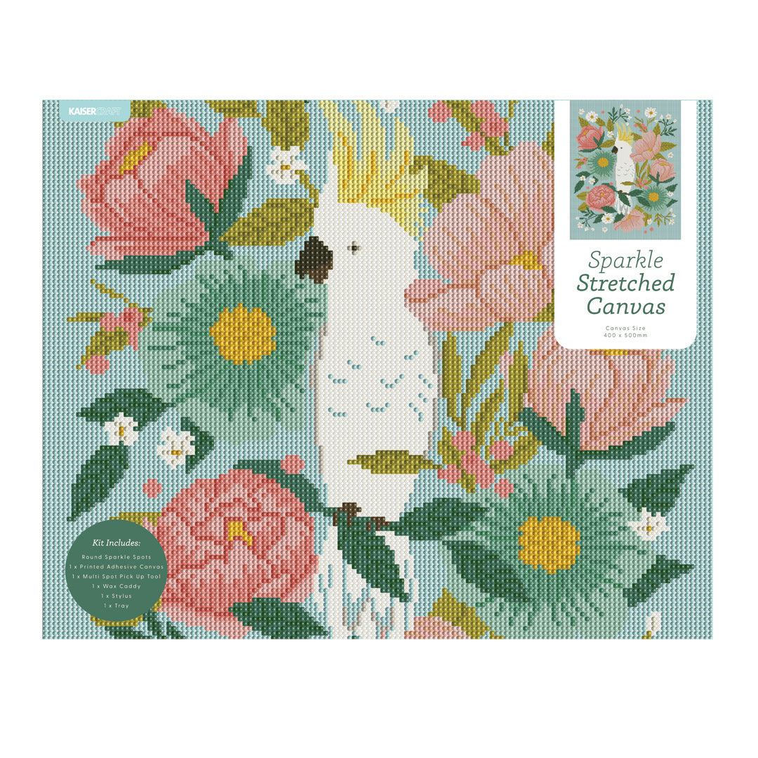 Stretched Canvas Sparkle Kits 40 x 50cm - Cockatoo Blooms